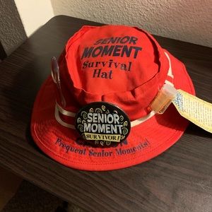 Senior Moment Survival Red Bucket hat with Pins